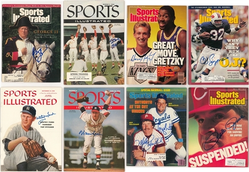 Lot of (42) 1950s - 2000s Signed Sports Illustrated Magazine Collection Including Wayne Gretzky, George Steinbrenner, George Brett, Stan Musial, Pete Rose and Mike Schmidt (Beckett PreCert)